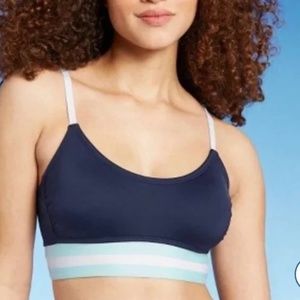 Kona Sol Color-block Banded Bralette Bikini Top